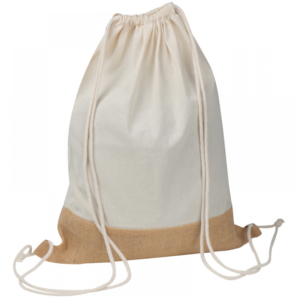 Logo trade corporate gifts picture of: Gymbag with jute bottom, White