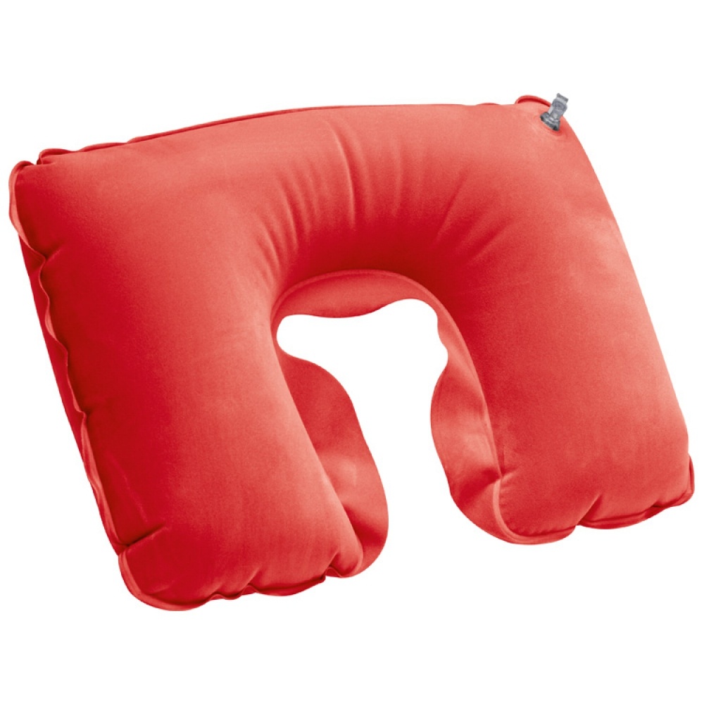 Logo trade promotional giveaways image of: Inflatable soft travel pillow, Red