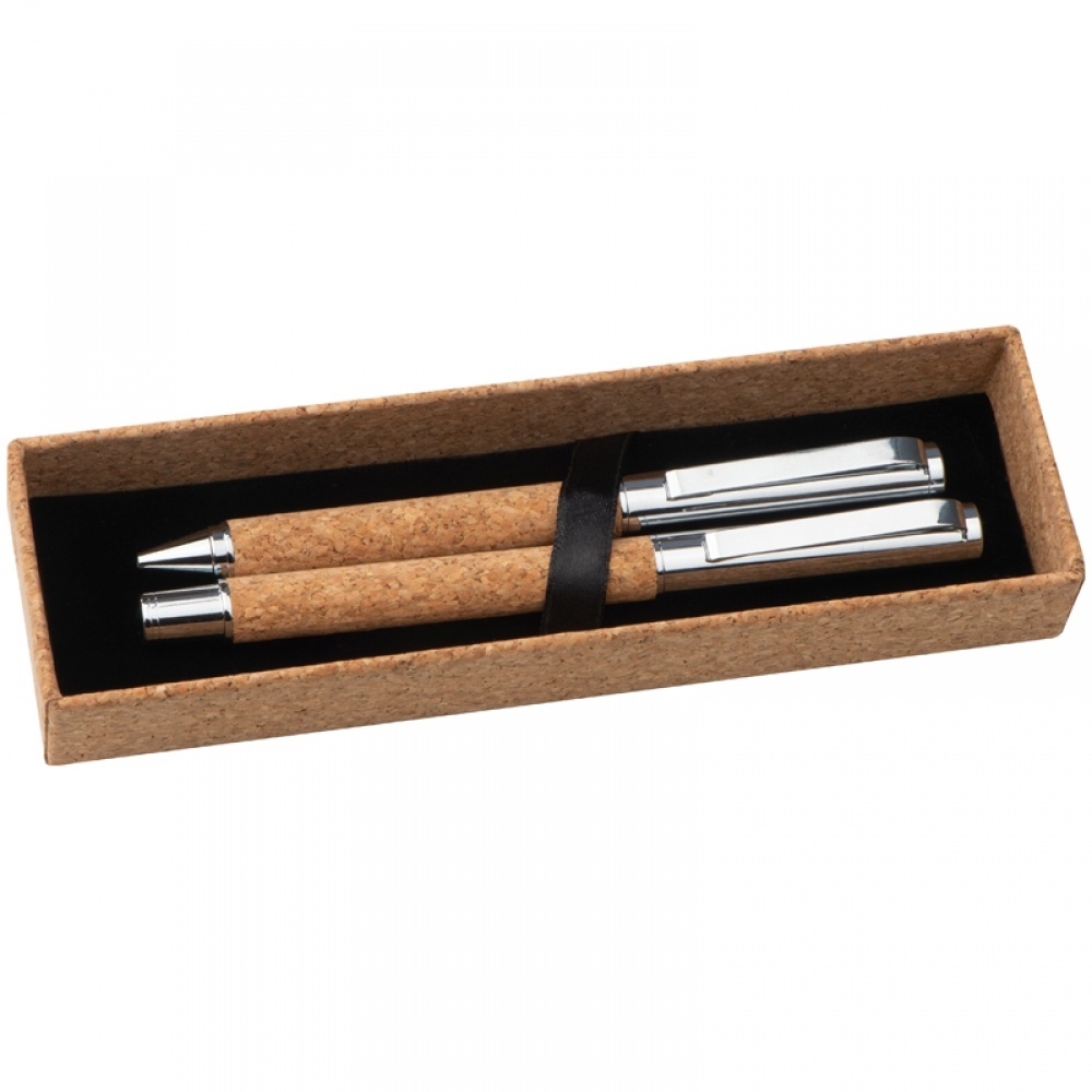 Logo trade promotional merchandise photo of: Cork writing set, Brown