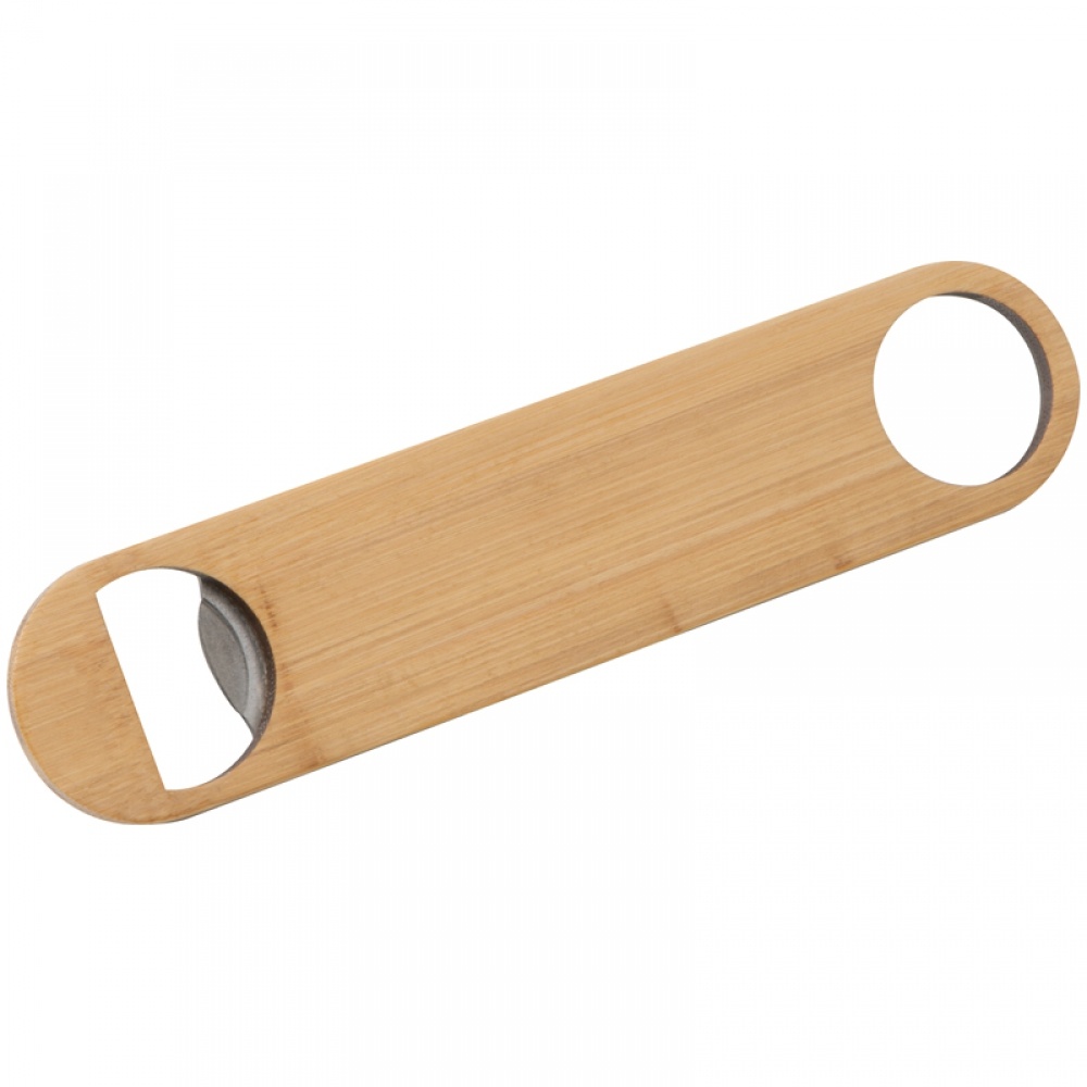 Logotrade promotional products photo of: Bamboo-metal bottle opener, Beige