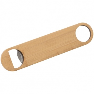 Logo trade advertising products picture of: Bamboo-metal bottle opener, Beige