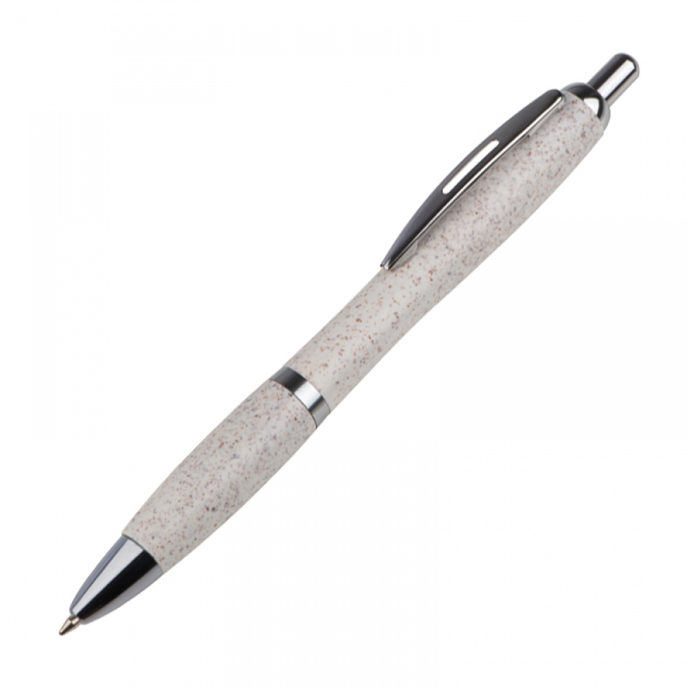 Logotrade corporate gift picture of: Wheat straw ballpen with silver applications, Beige