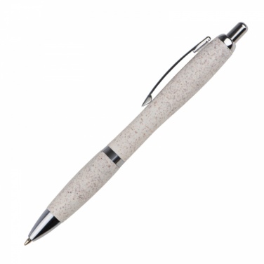 Logo trade corporate gifts image of: Wheat straw ballpen with silver applications, Beige