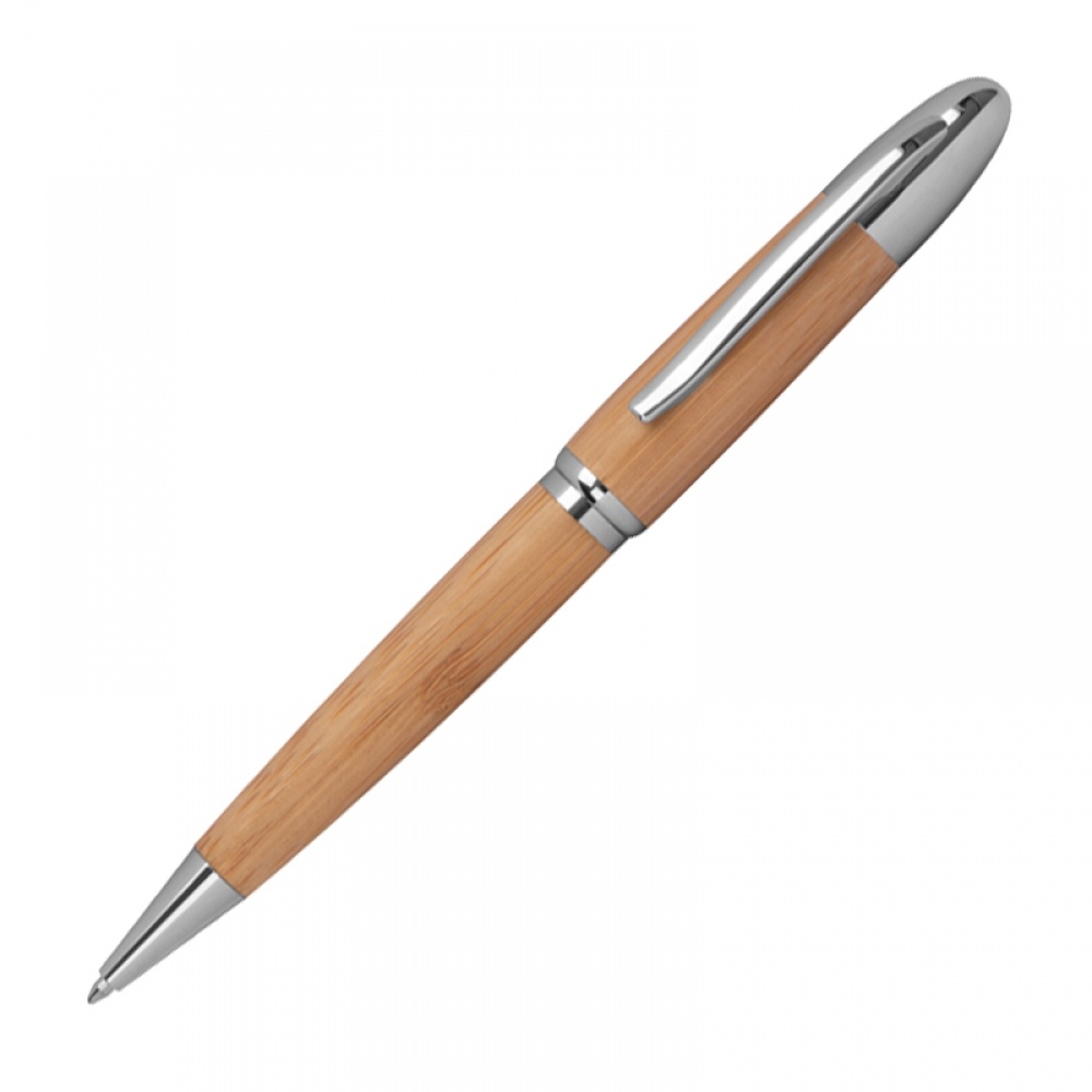 Logo trade promotional item photo of: Metal twist ballpen with bamboo coating, Beige