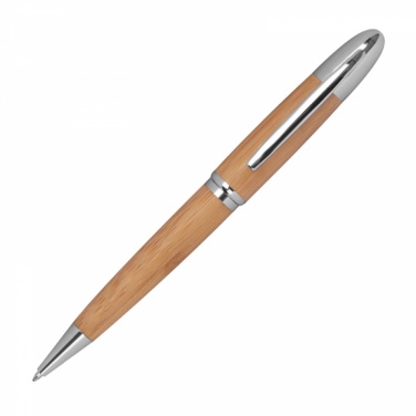 Logo trade corporate gifts image of: Metal twist ballpen with bamboo coating, Beige