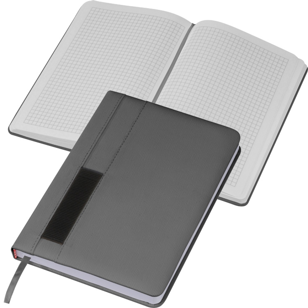 Logo trade promotional items picture of: Notebook with pocket A5, Grey