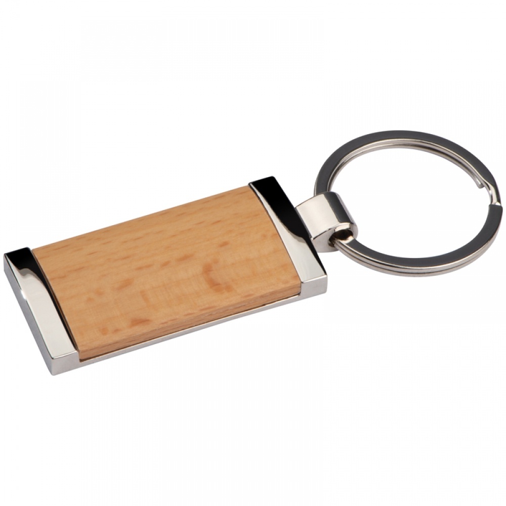 Logo trade promotional merchandise image of: Keyring with wooden stick, Brown