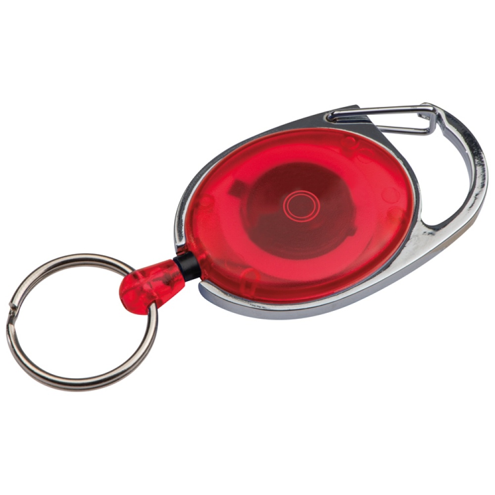 Logo trade promotional gift photo of: Retractable keyring with carabiner, Red