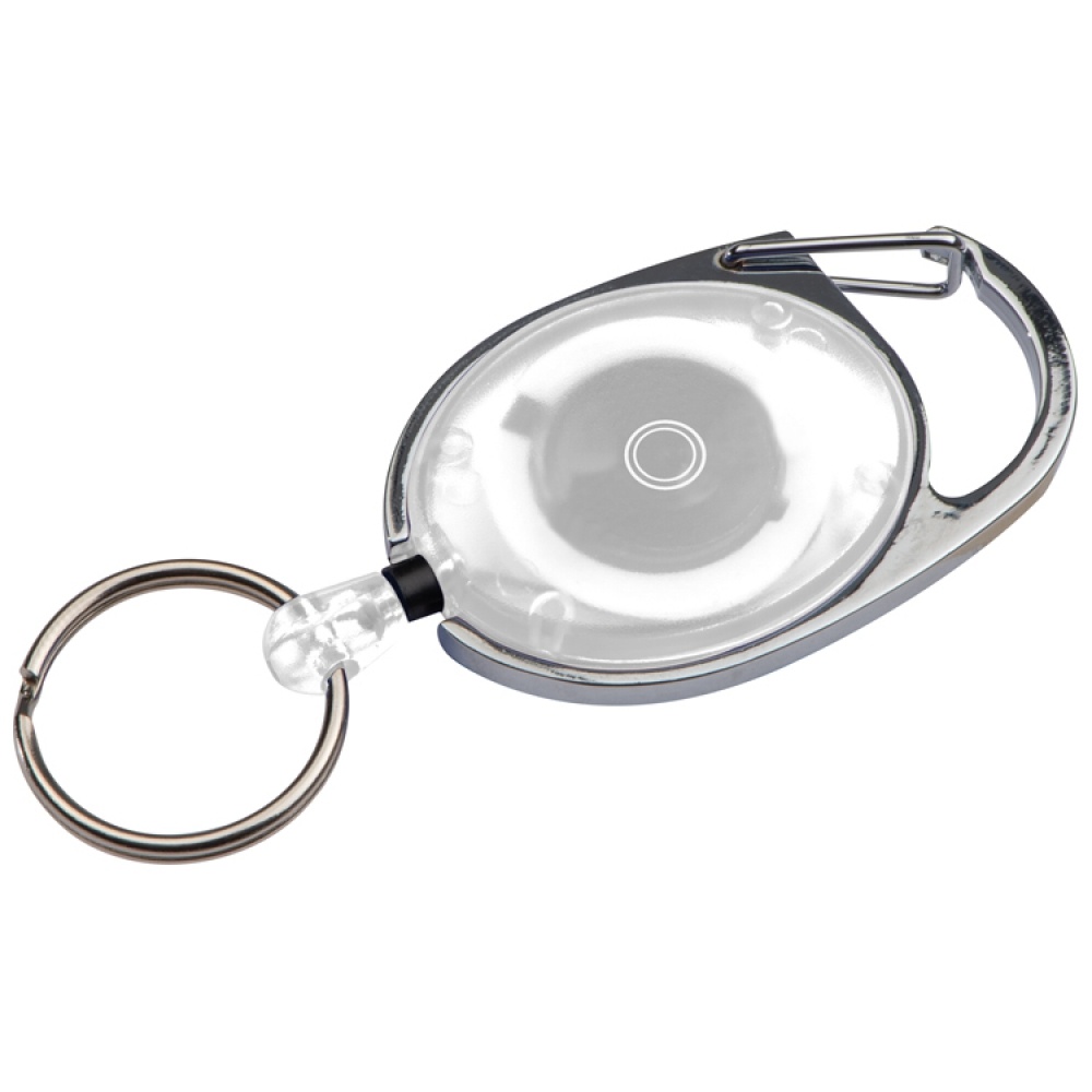 Logotrade advertising products photo of: Retractable keyring with carabiner, White