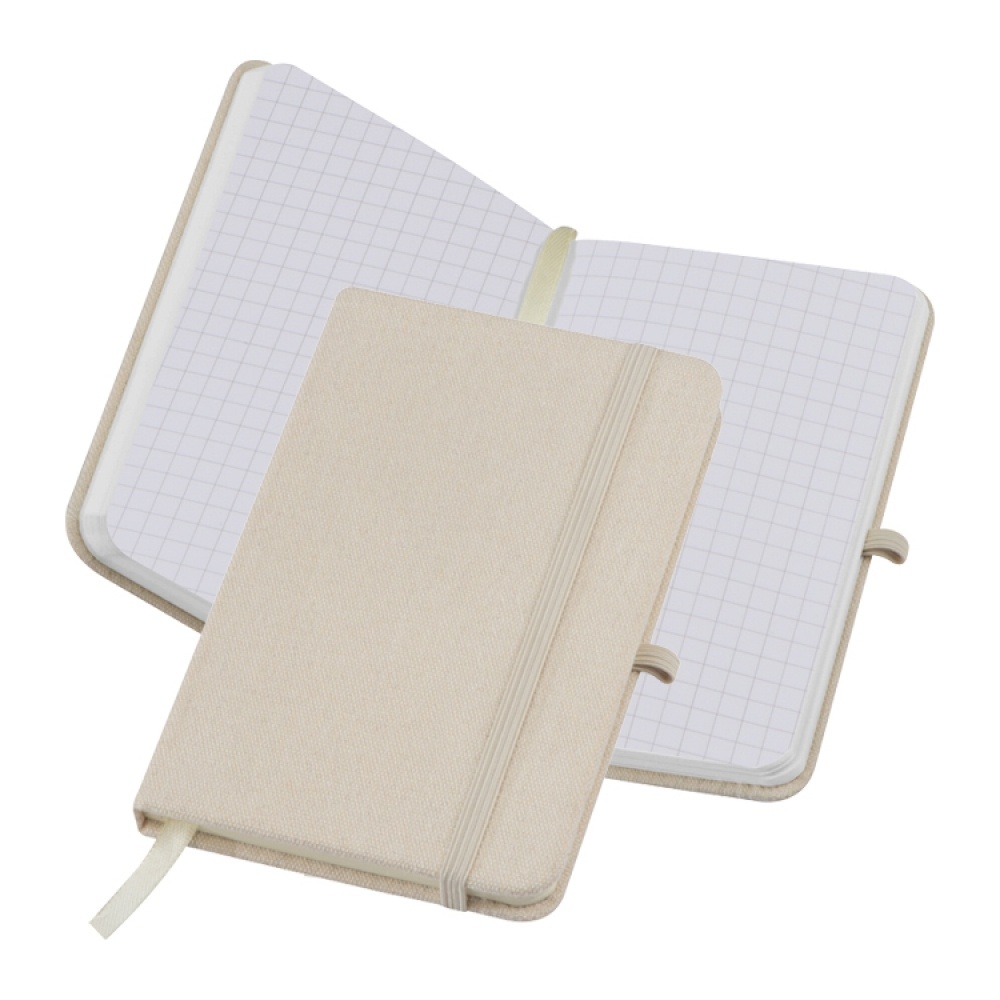 Logo trade promotional giveaways image of: Canvas notebook A6, Beige