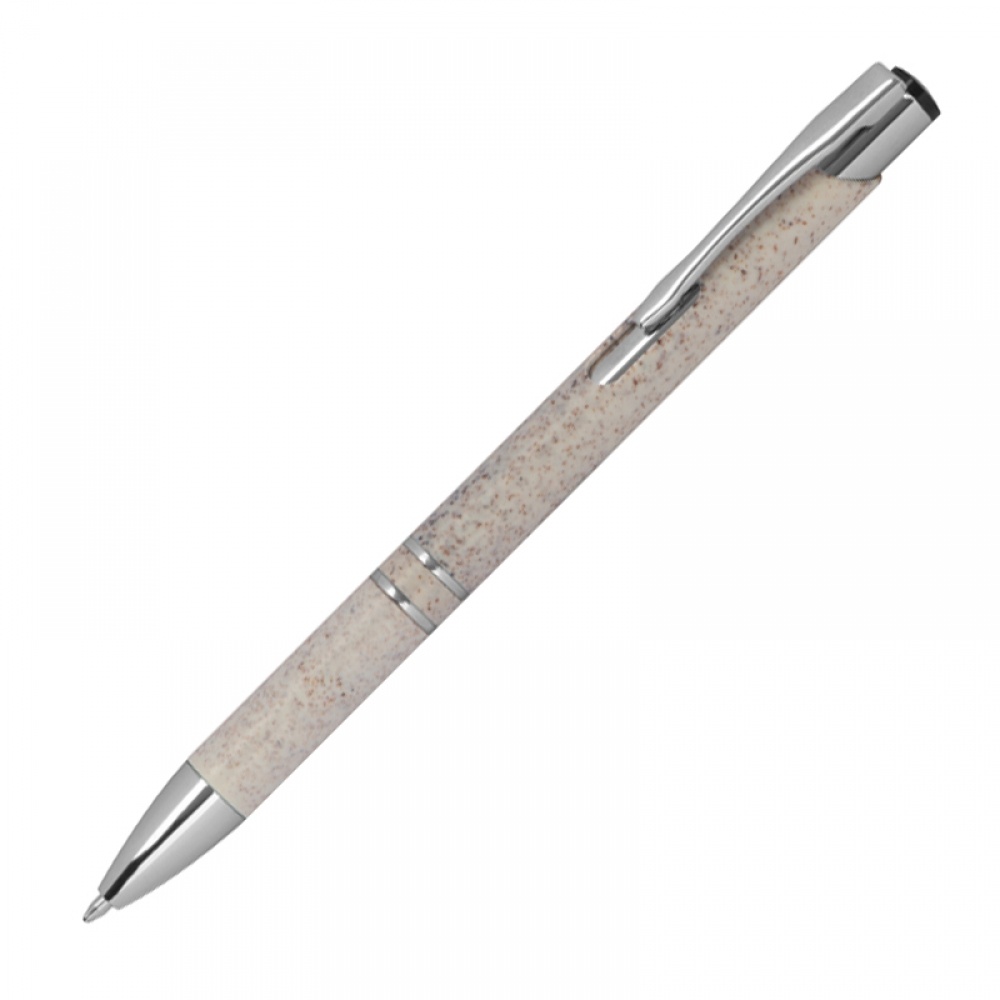 Logo trade promotional merchandise picture of: Nature ballpen with silver applications, Beige