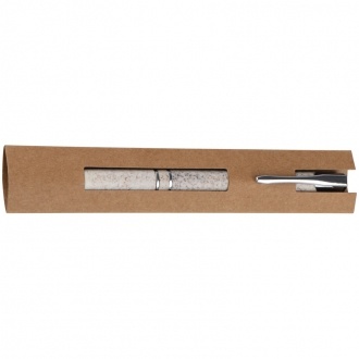 Logo trade promotional merchandise picture of: Nature ballpen with silver applications, Beige