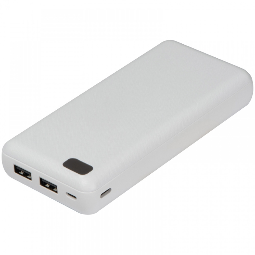 Logo trade promotional gifts image of: Power bank 20.000 mAh, White