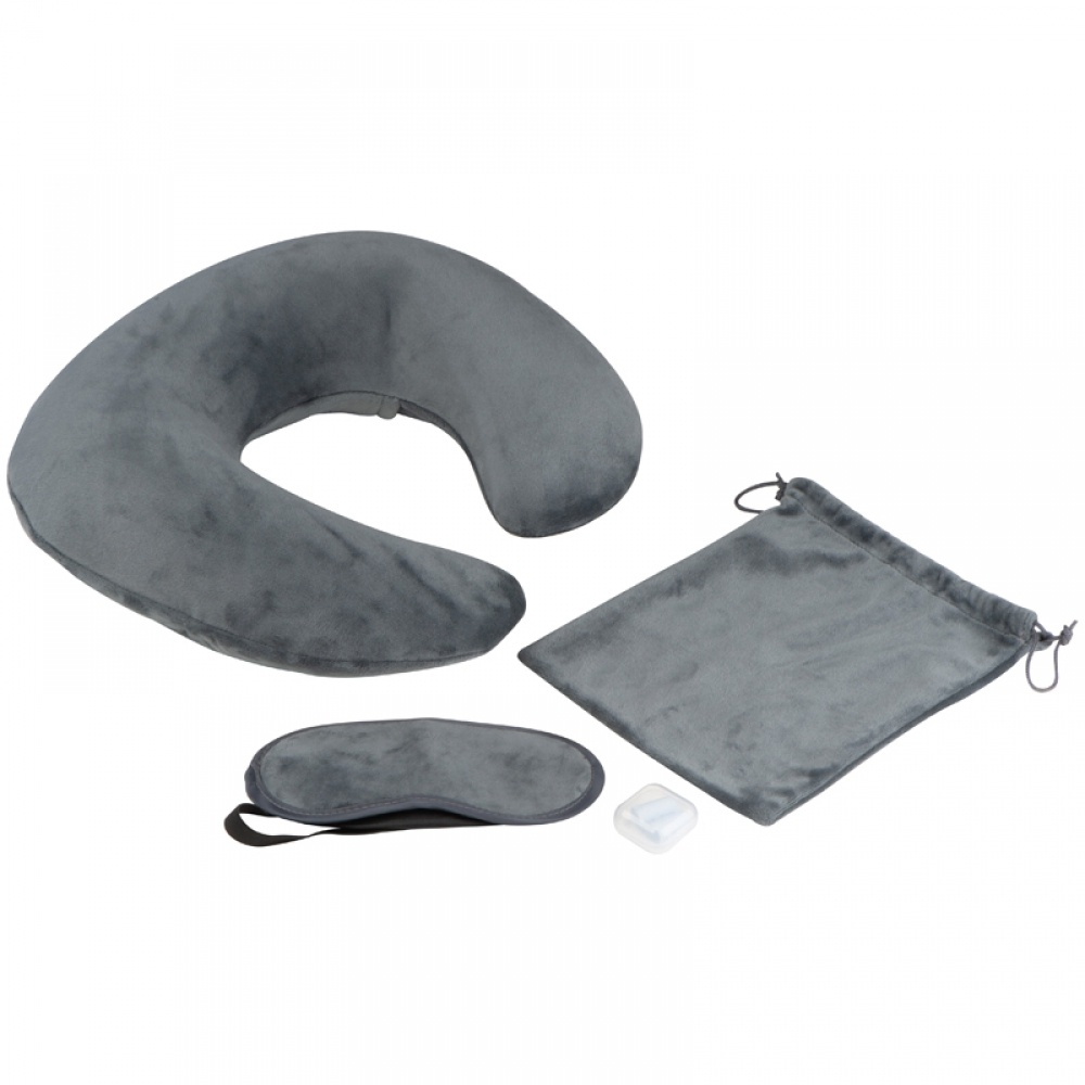 Logotrade advertising product image of: Travel set with neck pillow, sleep mask, and laundry bag