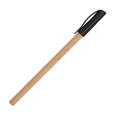 Logo trade promotional products picture of: Wooden ballpen with black plastic cap, Brown