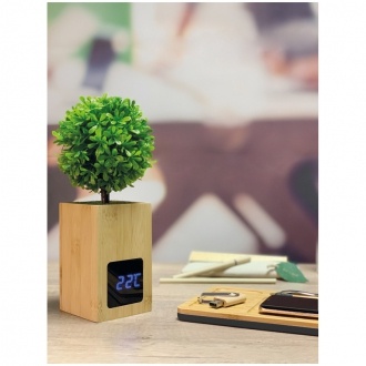 Logotrade promotional item picture of: Bamboo desk clock, Beige