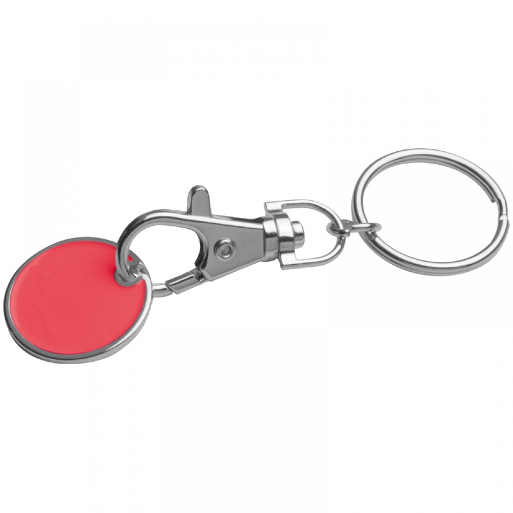 Logotrade promotional gift image of: Keyring with shopping coin, Red