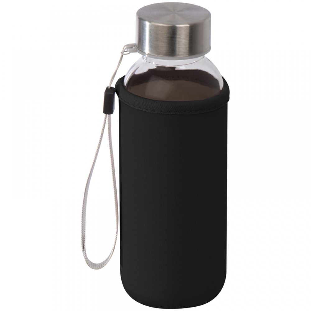 Logotrade promotional items photo of: Drinking bottle with neoprene sleeve, Black/White