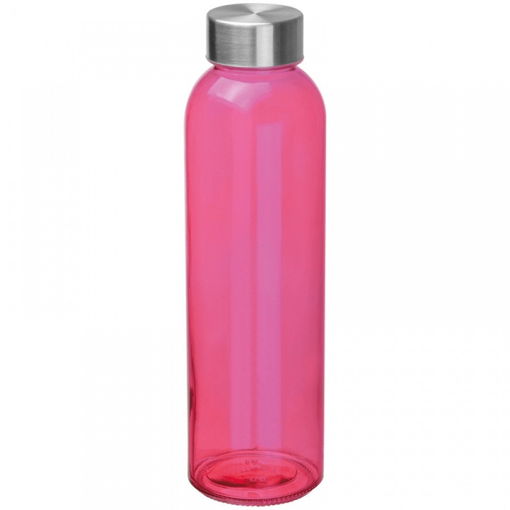 Logo trade promotional giveaway photo of: Transparent drinking bottle with grey lid, pink