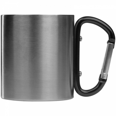 Logo trade promotional giveaway photo of: Metal mug with snap hook, black