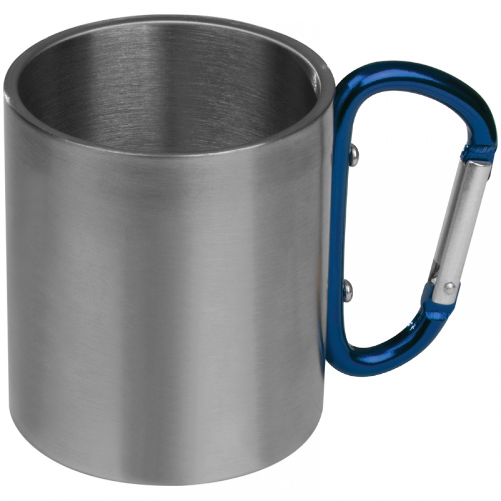 Logotrade promotional item image of: Metal mug with snap hook, blue