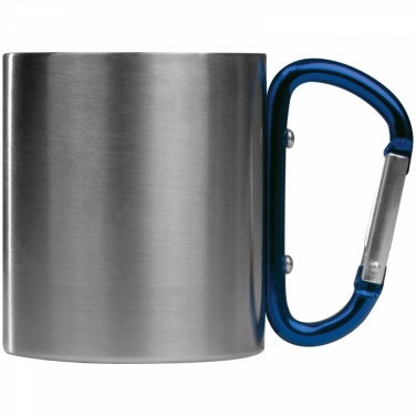 Logo trade promotional merchandise picture of: Metal mug with snap hook, blue