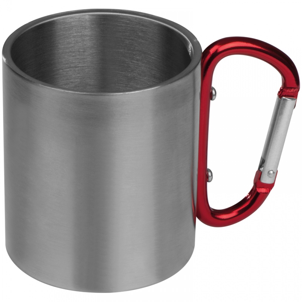 Logotrade promotional gift image of: Metal mug with snap hook, red