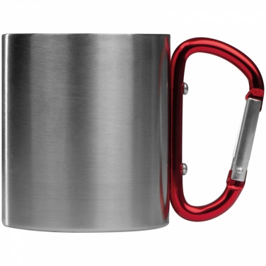 Logo trade advertising products picture of: Metal mug with snap hook, red