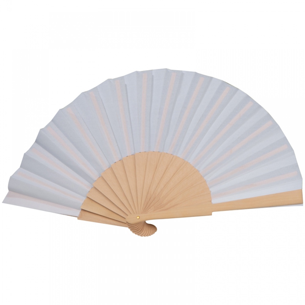 Logo trade promotional giveaways image of: Paper hand fan, White