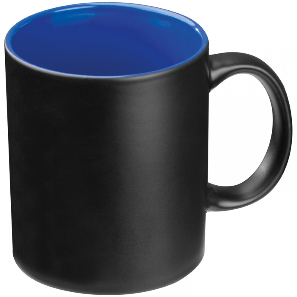 Logotrade promotional merchandise photo of: Black mug with colored inside, blue