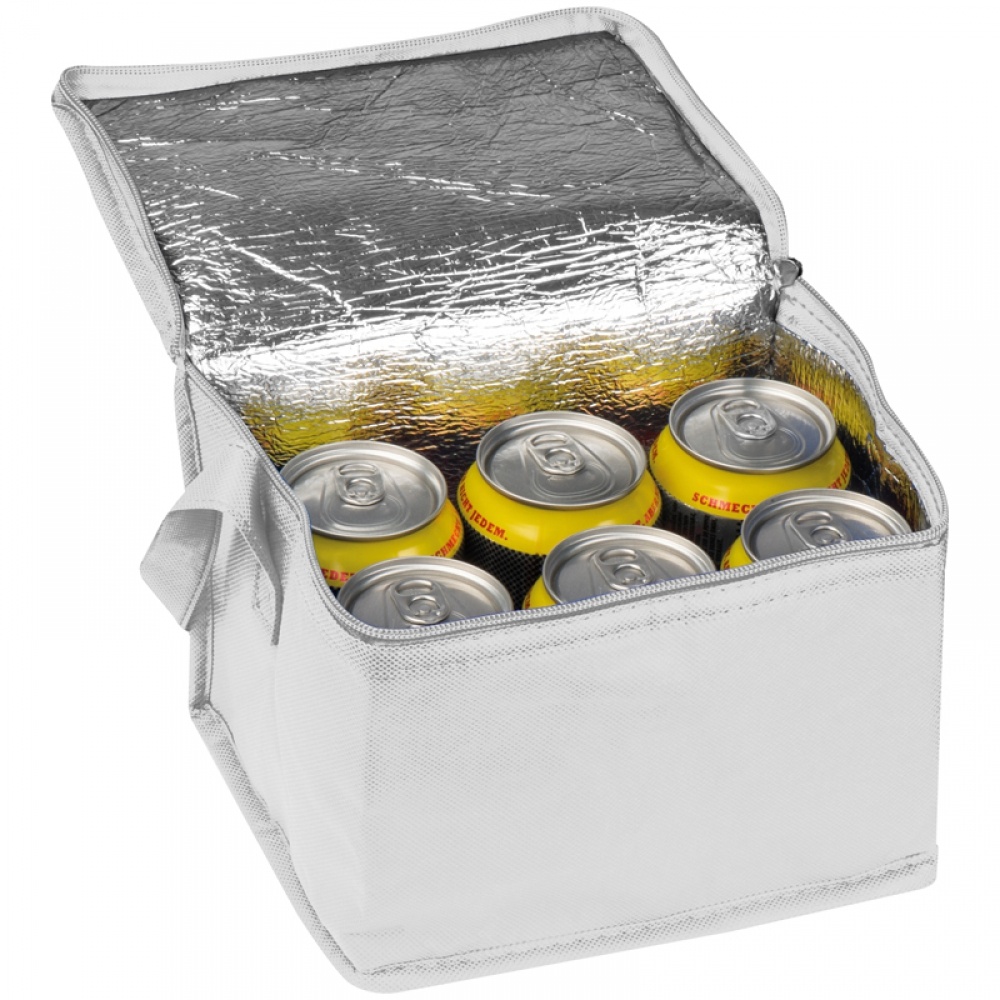 Logo trade promotional giveaway photo of: Non-woven cooling bag - 6 cans, White