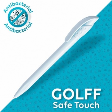 Logo trade promotional items picture of: Golff Safe Touch antibacterial ballpoint pen, white