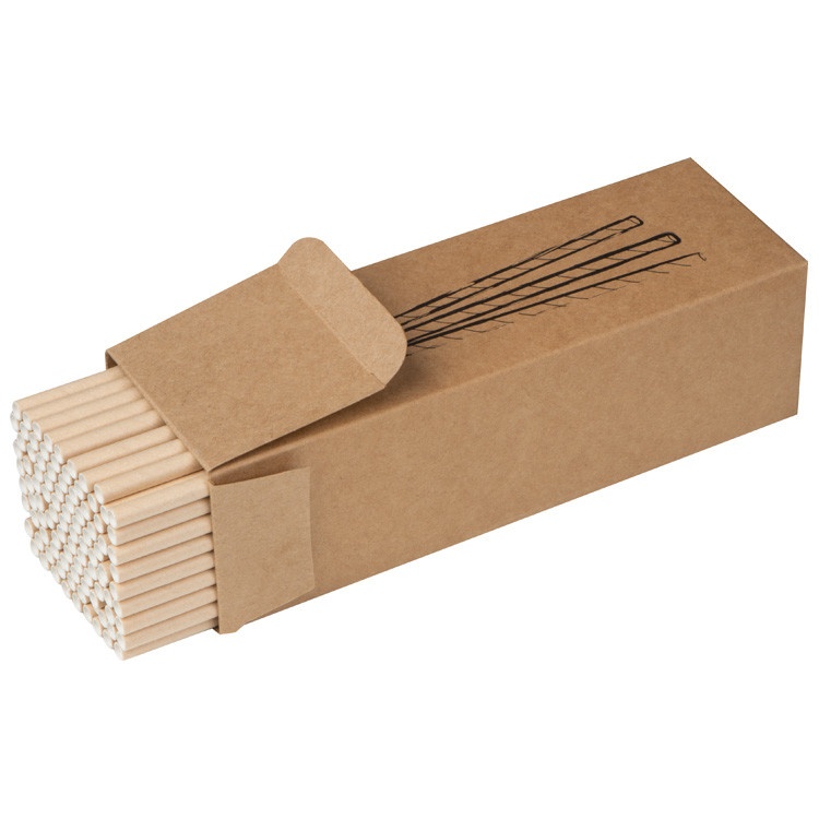 Logo trade promotional product photo of: Set of 100 drink straws made of paper, brown