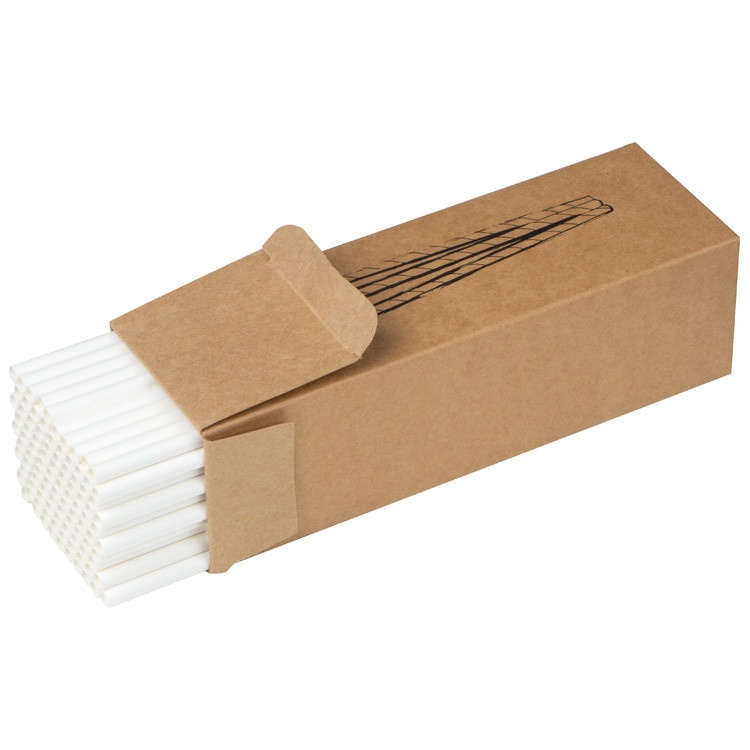 Logo trade promotional giveaway photo of: Set of 100 drink straws made of paper, white