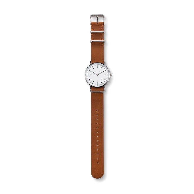 Logotrade business gift image of: #3 Watch with genuine leather strap, brown