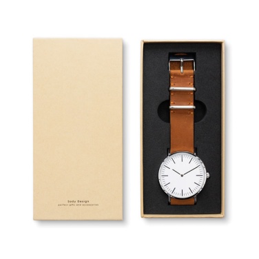 Logotrade promotional giveaway image of: #3 Watch with genuine leather strap, brown