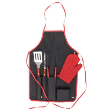 Logotrade promotional giveaway picture of: Axon BBQ set - apron,  glove, accessories, red