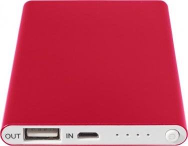 Logotrade corporate gift picture of: Aluminium Power Bank Pep, 4000 mAh, red