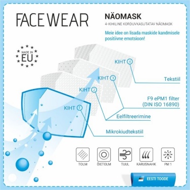 Logotrade promotional products photo of: Face mask with a filter, black