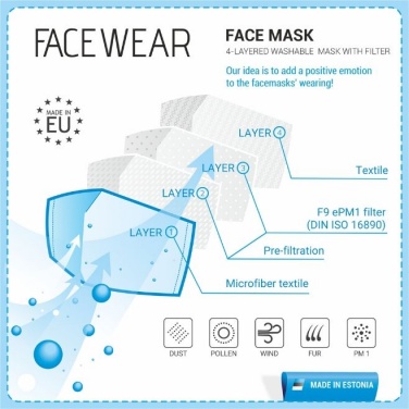 Logo trade promotional giveaway photo of: Face mask with a filter, black