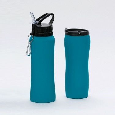 Logotrade advertising products photo of: WATER BOTTLE & THERMAL MUG SET, turquoise