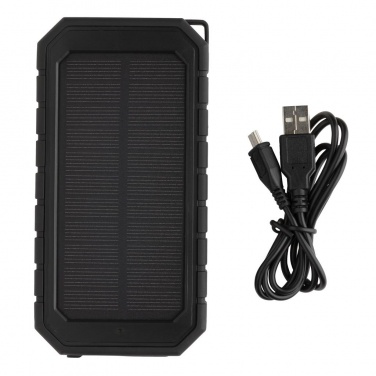 Logo trade corporate gifts picture of: 10.000 mAh Solar Powerbank with 10W Wireless Charging, black