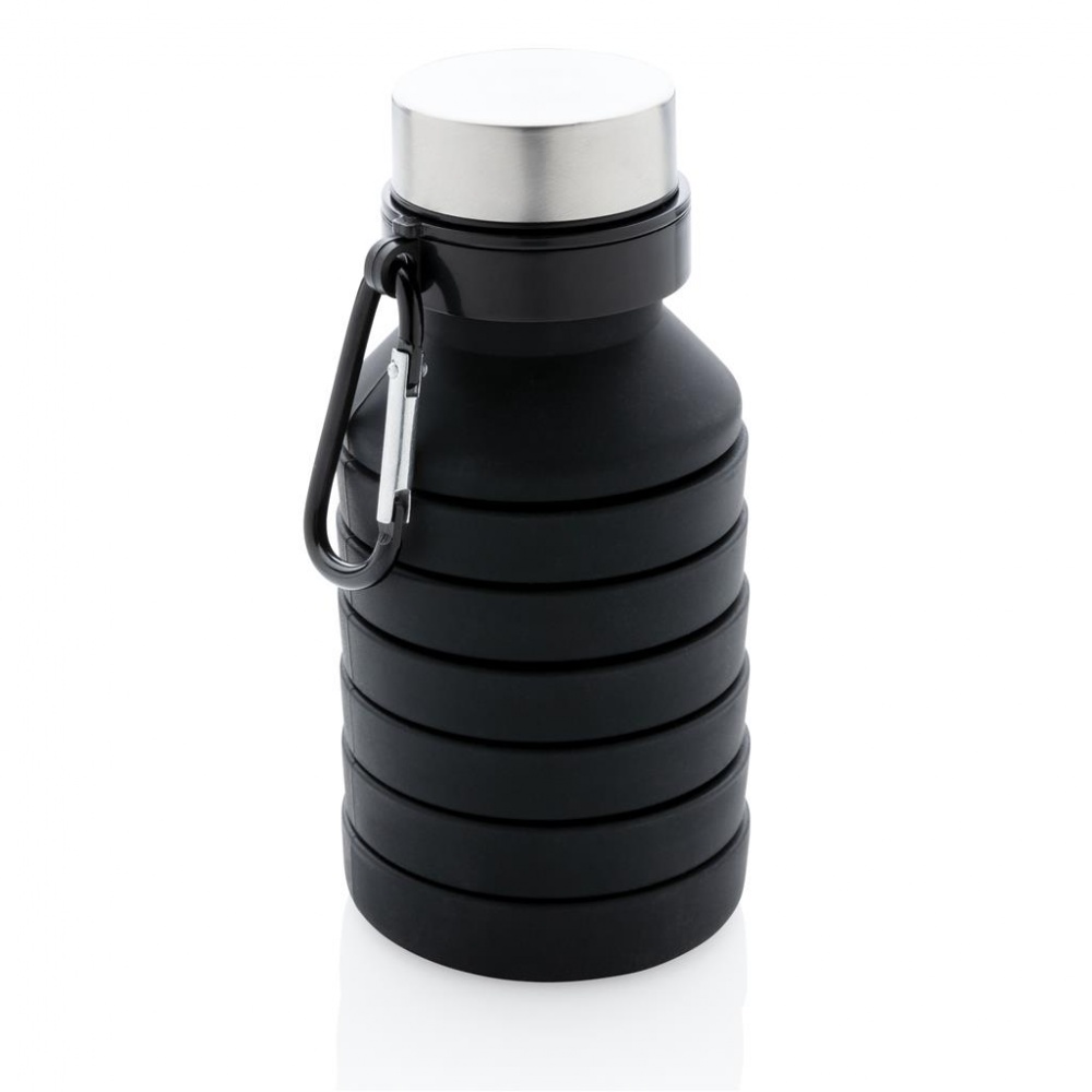 Logotrade promotional giveaways photo of: Leakproof collapsible silicon bottle with lid, black