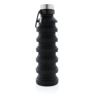 Logo trade promotional product photo of: Leakproof collapsible silicon bottle with lid, black