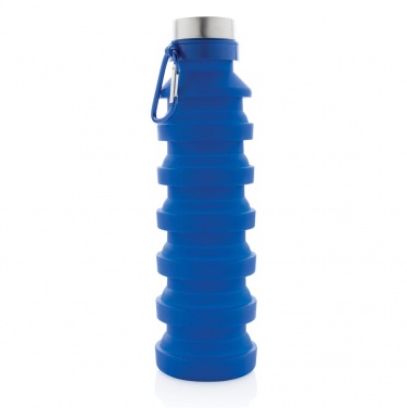 Logo trade promotional merchandise photo of: Leakproof collapsible silicon bottle with lid, blue