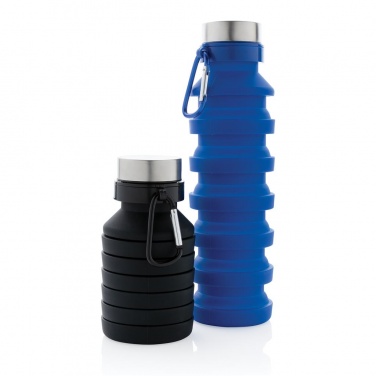 Logo trade promotional gifts picture of: Leakproof collapsible silicon bottle with lid, blue