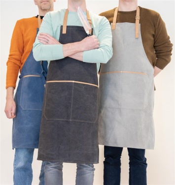 Logo trade promotional giveaways image of: Deluxe canvas chef apron, grey