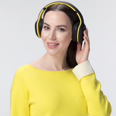 Logo trade promotional merchandise image of: Wireless headphones Colorissimo, yellow