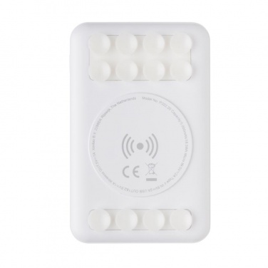 Logo trade promotional giveaways picture of: 5.000 mAh wireless charging pocket powerbank, white