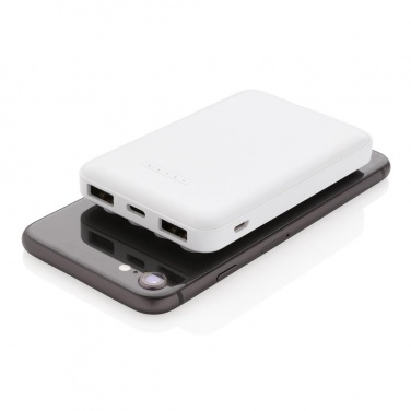 Logo trade advertising product photo of: 5.000 mAh wireless charging pocket powerbank, white